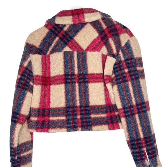 L*SPACE Big Sur Plaid Sherpa Cropped Jacket NWT - Picture 7 of 11